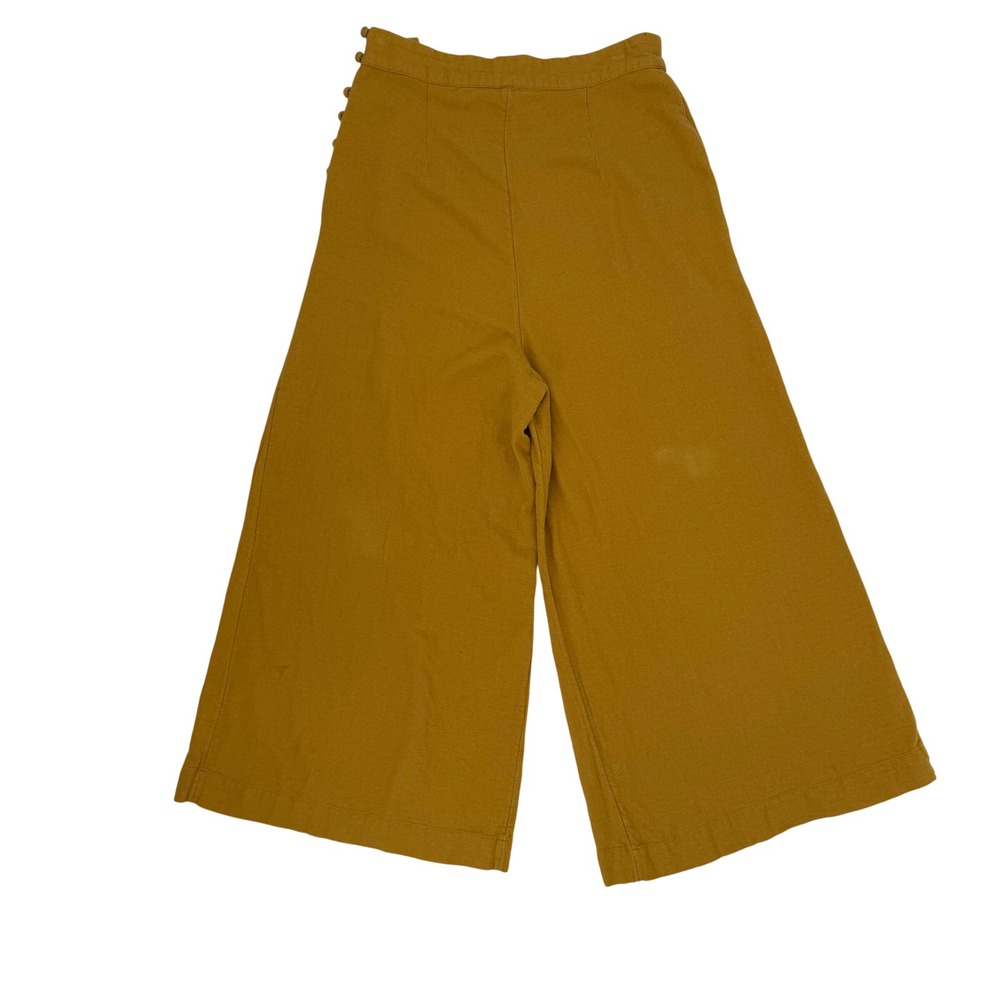 Free People‎ Wide Leg Pants Womens Medium Mustard Yellow Good Side Button Boho